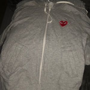 Comme des garçons play zipped grey hoodie